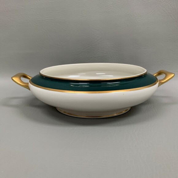 Royal Jackson Tureen Green Gold Band White Handles without Lid - Picture 10 of 10